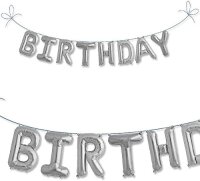 Birthday Metall Folien Ballon Girlande silber | 41 cm...
