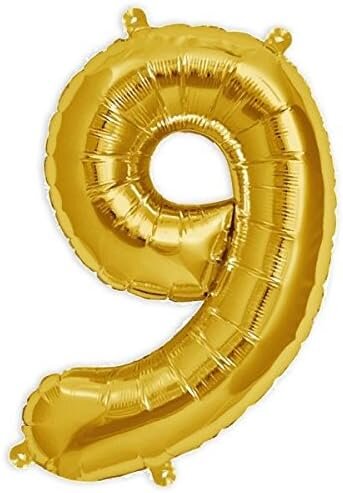 Metall Folien Ballon Ziffer 9 gold – 41 cm Zahlenballon