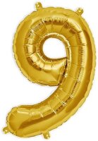 Metall Folien Ballon Ziffer 9 gold – 41 cm...