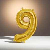 Metall Folien Ballon Ziffer 9 gold – 41 cm...