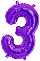 Metall Folien Ballon Ziffer 3 violett – 41 cm...