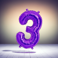 Metall Folien Ballon Ziffer 3 violett – 41 cm...