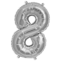 Metall Folien Ballon Ziffer 8 silber – 41 cm...