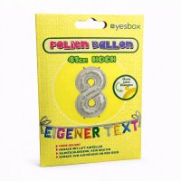 Metall Folien Ballon Ziffer 8 silber – 41 cm Zahlenballon