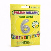 Metall Folien Ballon Ziffer 6 silber – 41 cm Zahlenballon