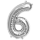 Metall Folien Ballon Ziffer 6 silber – 41 cm Zahlenballon