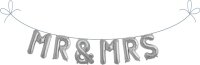 MR & MRS Metallluftbalon Girlande - silber | 41 cm...