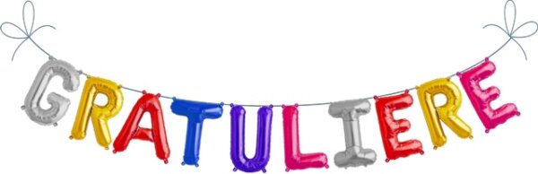 Gratuliere Metallluftballon Girlande - bunt | 41 cm  Folienballon Gratuliere bunt