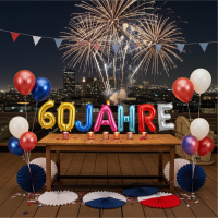 60 Jahre Metall Folien Ballon Girlande bunt | 41 cm...