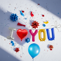 I LOVE YOU Metall Folien Ballon Girlande bunt | 41 cm...