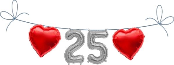 Folienballon Girlande „25“ silber – 41 cm Partydeko zum 25. Geburtstag