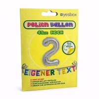 Metall Folien Ballon Ziffer 2 silber – 41 cm...