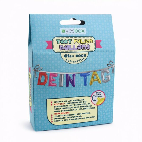 Metall Folien Ballon Set DEIN TAG bunt – 41 cm Textballon Girlande