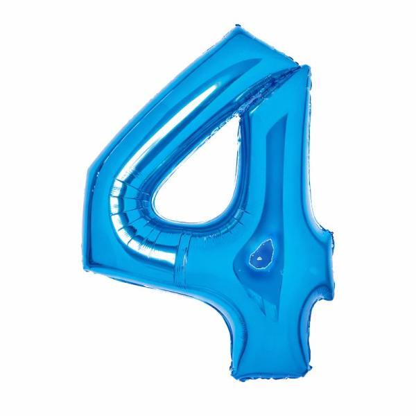 Metall Folien Ballon Ziffer 4 blau – 41 cm Zahlenballon