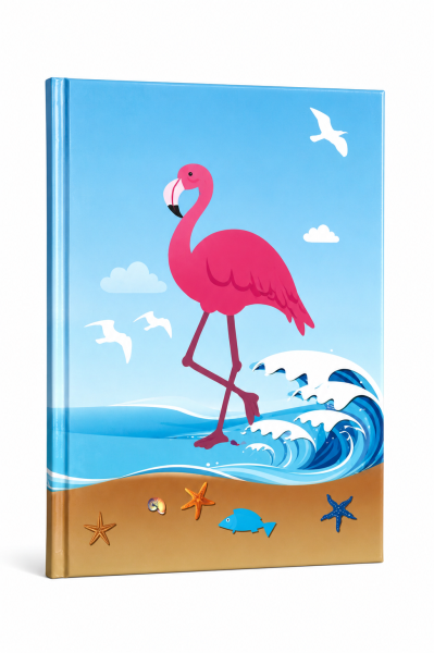 Notizbuch A5 kariert 80 Blatt 80 g/m² – Flamingo Strandmotiv
